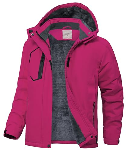 Zoofly Giacca Invernale Bambini Giacca da Neve Ragazze in Pelo Caldo Giacca da Sci Impermeabile con Cappuccio L(10-12) Rossa