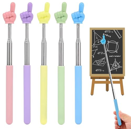 THQAE 5 Pcs Puntatore Telescopico per Insegnanti Allungabile Mano Bastone Puntatore Mini Bastone Retrattile per Insegnanti Puntatore Dito per Insegnanti in Classe Ausili per Insegnanti