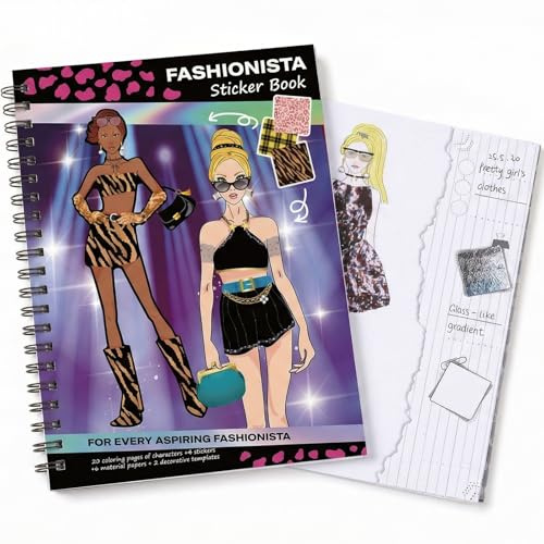 Mode Stickerbuch für Mädchen ab 8 Jahren, Kreativbuch und Malbuch zum Outfit Gestalten und Stylen, für kreative Freizeit, Reisen, Geburtstag und als Geschenk
