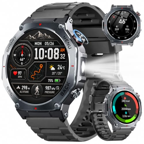 Jugeman Smart Watch for Men, 1.43 AMOLED Military Smart Watch Make Calls