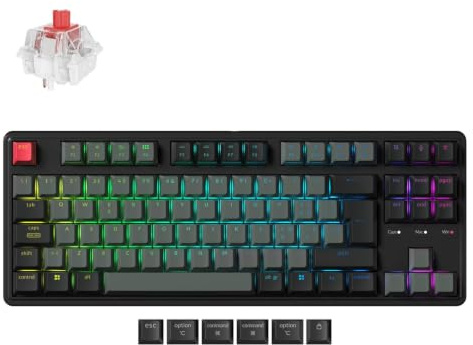 Keychron C3 Pro 8K – Tastiera Meccanica Wired 80% TKL ISO-IT con Polling Rate 8000Hz, QMK, Keycaps ABS, RGB, Hot-Swap e Switch Super Red