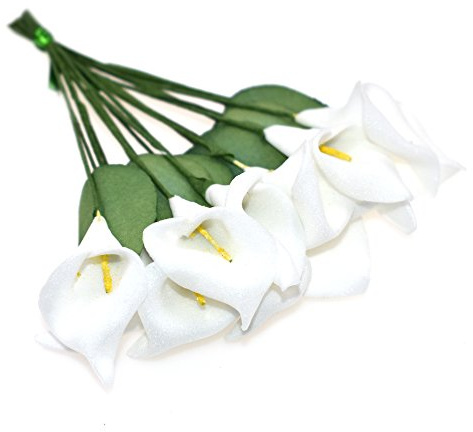 HZOnline Artificial Mini Calla Lily Flower Heads, Fake Floral Bouquet Head for Crafts Scrapbooking Garden Wedding DIY Making Bridal Garland Hair Clips Headbands Decoration (144pcs White)