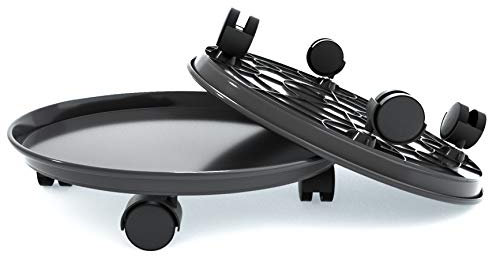 Coadura Plant Caddy 33cm,2 Pack Plant Caddy with Wheels Heavy Duty,Round Potted Plant Stand Mover,Rollers Dolly Trolley Tray Pallet with Wheels Indoor Outdoor Home Garden(13 Black)