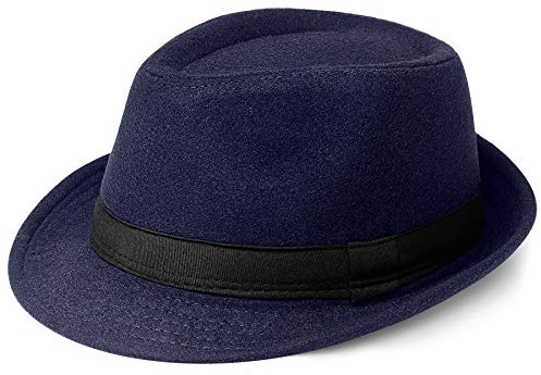 Coucoland Chapeau Panama 1920s pour Homme-Chapeau Fédora Mafia Gangster Accessoires de Costume Gatsby Taille Unique Bleu foncé Feutre