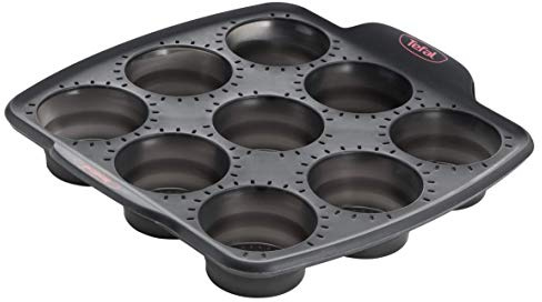 Tefal Crispybake J4174714 Molde Muffins 30x11 cm, Forma Rectangular Desmontable y con Gran Fondo, Revestimiento Antiadherente, fácil desmonte, de Acero al Carbono, con Grosor 3/10, Steel