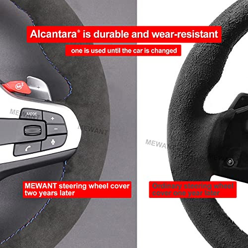 MEWANT ALCANTARA Auto Lenkradhülle Lenkradbezug für MercedesBenz AMG GT E63 AMG G63 AMG C43 AMG C63 AMG CL63 AMG CLA45 AMG CLS53 AMG E53 AMG E63 AMG GLA35 AMG GLA45 AMG GLB35