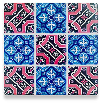 EUROXANTY Sottobicchieri in ceramica | Sottobicchieri originale | Sottobicchieri da collezione | Base in sughero | Buona stabilità | Sottobicchieri quadrato da 10 cm | Modello 2