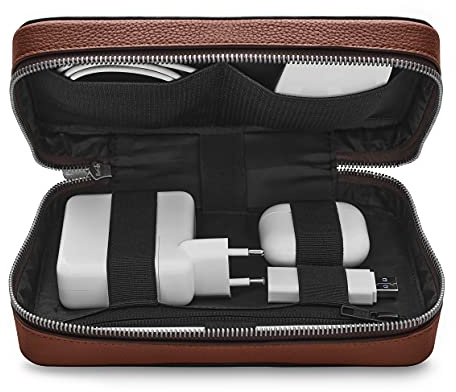 Woolnut Tech-Organizer aus Leder für Apple Zubehör - Cognac Braun