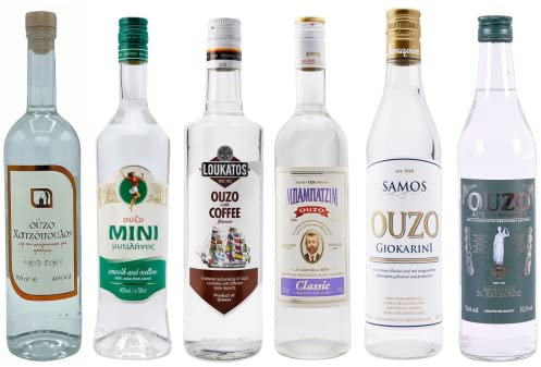 OUZO Probierset 6x 700ml | Feinster Ouzo aus Griechenland | Variante 2 | Ouzo Geschenkset