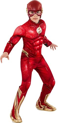Rubies Offizielles DC Comics Flash The Movie Deluxe-Kostüm, Overall und Maske, Kinder-Kostüm