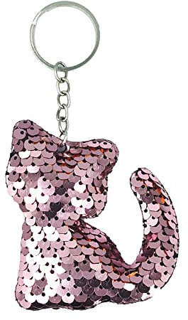Asudaro Pailletten-Schlüsselanhänger, Mode Pailletten Katzen Schlüsselanhänger Bling Bling Schlüsselband Auto Schlüsselanhänger mit süßem Kätzchen – für Damen Handtasche Charm Anhänger,Rosa