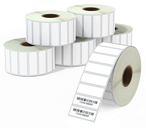 BETCKEY - 38mm x 13mm(1,5 in x 0,5 in) Perforées Étiquettes Thermiques pour Dossiers et Adresse Compatible avec les imprimantes Zebra et autres [6 Rouleaux/14100 Étiquettes]