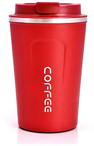 Artlive Coffee Cup, Travel Mug 380ml Insulated & Double Wall Reusable Travel Cup - Thermal Stainless Steel Eco-Friendly with Lid - Hot & Cold Coffee Mug (Red, 380 ml)