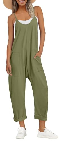 AUTOMET Spring Dress Summer Fashion Beach Wear Vacation Outfits Womens Green Jumpsuits Casual Rompers Trendy Overalls Jumpers Clothes 2026 ArmyGreen L