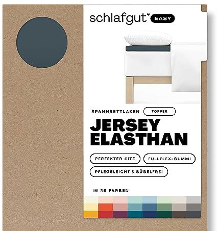 Schlafgut Easy Jersey Elasthan Topper Spannbettlaken 180x200 bis 200x220 Grey Deep, Spannbetttuch aus superweicher Baumwolle mit Elasthan