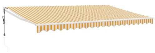vidaXL Markise, Sonnenmarkise mit Kurbel Automatisch, Gelenkarmmarkise für Terrasse Balkon, Sonnenschutz Terrassenmarkise Balkonmarkise, Gelb Weiß 5x3m