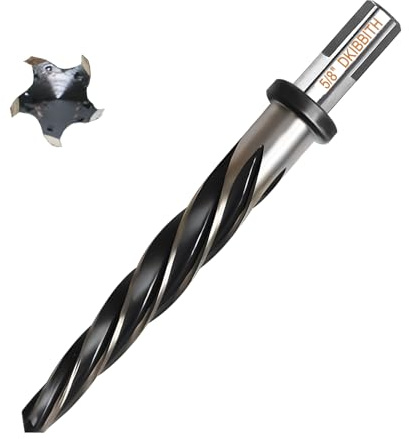 5/8” Bridge Construction Reamer Drill Bit, M2 HSS Taper Chucking Reamer for Steel Alloy Metal Wood Plastic, 1/2 Non-Slip Shank, 5-Spiral Flutes Car Reamer, to Align or Enlarge Holes, 16mm