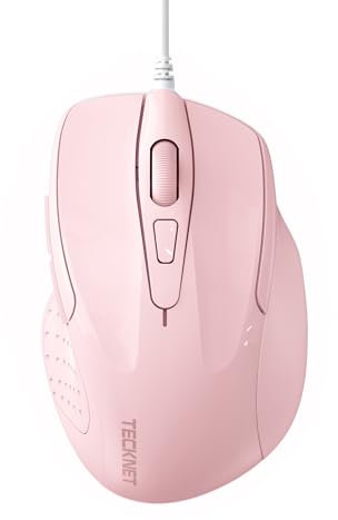 TECKNET USB Wired Mouse, 6400 DPI Mice 4 Adjustable DPI with 6-Button Corded Mouse, Optical Computer Mouse with Ergonomic Design for Laptop, Chromebook, PC, Desktop, Mac, Notebook