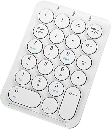 Tsadeer Clavier numérique sans avec pavé numérique Bluetooth, rond, pavé numérique, 22, clavier numérique rechargeable (blanc)