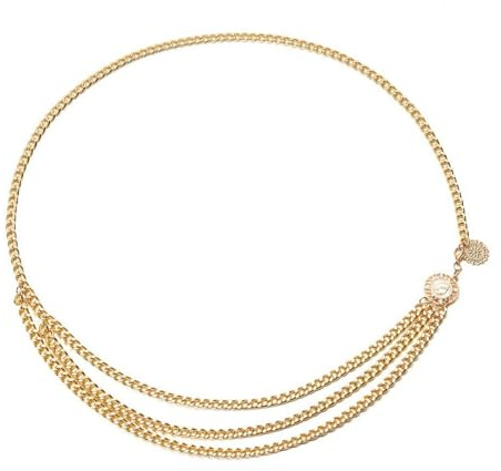 Elegante Catena Oro Donna Cintura a Catena Multistrato con Ciondolo a Forma di Girasole Accessori Vita Catena da Pancia per Cappotto,Abito e Maglione