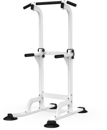 DONIUZ Power Tower Pull Up Bar and Dip Station, Multi-Function Home Gym, Strength Training Fitness Equipment, Height Adjustable(WHITE)