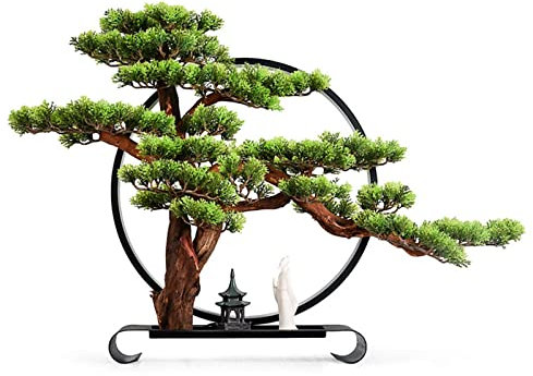 FAJNUZI2024 Künstliche Bonsai Chinesischer künstlicher Bonsai-Baum, Holzsimulation, Willkommenskiefer, gefälschte Kiefer, Bonsai, Wohnzimmer, Eingang, Heimdekoration, Zen-Ornamente Kunstbaum Bonsai
