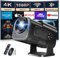 Beamer 4K Projektor Full HD 1080P Android Tragbarer Projektor, Mini Beamer mit WiFi 6 und Bluetooth 5.2 & 270° Dreh Proyector, Intelligenter Beamer für PC/HDMI/USB, mit Maus und Fernbedienung,Schwarz