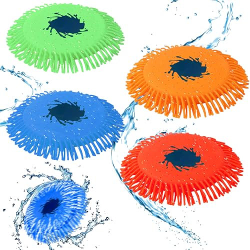 4 Stück Wasser Frisbee,17 cm Wasserfrisby Soft,Wasserfrisbee Splash,Wasser-Wurfscheibe aus Schaumstoff und Silikon,Wurfscheibe Wasserspielzeug,Sensorisches Stressabbau Poolspielzeug für Kinder