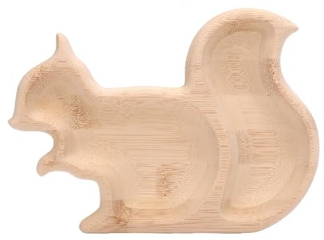Nurnesy Placa de Bocadillo en Forma de Ardilla de Madera Multifuncional Almacenamiento Ideal de Frutas para Fiestas y Bodas