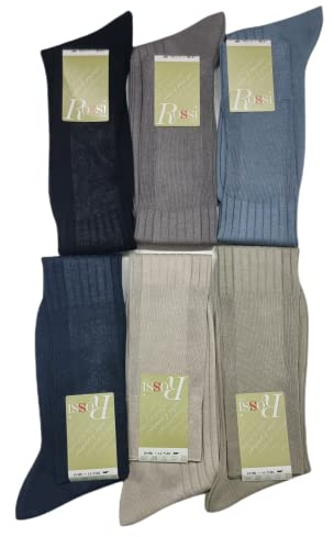 ROSSI CALZE Lunghe Costina Calzini Uomo in Cotone Filo di Scozia, Gambaletto 100% Cotone Made in Italy, art. 202 (IT, Numero, 42, 44, Regular, Regular, Moda)