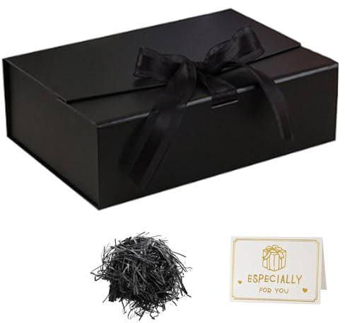 Geschenkbox, 26x19x8 cm Schwarz Geschenkbox, Schleife, Grußkarten, für Hochzeiten, Weihnachten, Geburtstage, Jubiläen Geschenkverpackung Box