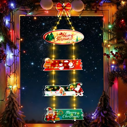 MKAKYES Illuminazione Natalizia per Esterni, a Batteria, 72 LED Luci per Finestre Natale con Timer, 8 Modalità, Decorazioni Natalizie per Esterno, per Finestre, Porta D'ingresso, Bianco Caldo