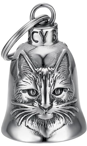 MOCY BELL - Campanello per moto Mocy Bell Cat - Portafortuna in acciaio inossidabile per motociclisti e motociclisti
