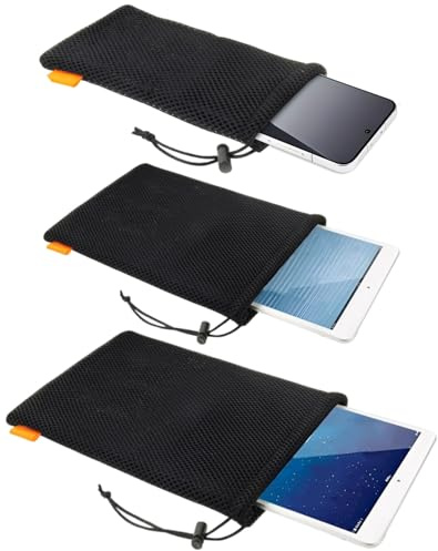 HUVZOR 3pcs Universal Handytasche Nylon Mesh,Handy Tasche Handysocke für gängige Smartphone,Handy Zubehör Mesh Beutel Kopfhörer Smartphonetasche,Geeignet für Laptops,Tablets und Mobiltelefone,3Größen