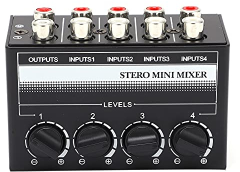 KIMISS Attrezzatura per Effetti Audio Mini Mixer Stereo Controller di Segnale Audio Passivo Hub a 4 per Prestazioni all'aperto con Design Compatto