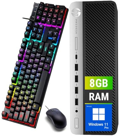 HP ProDesk 600 G5 SFF Desktop Computer, Intel Core i3-8100 3.6GHz, 8GB RAM, 256GB SSD, HDMI, QWERTY Keyboard, Mouse, USB WiFi, Windows 11 Pro (Refurbished)