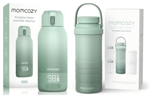 Momcozy Tragbarer Flaschenwärmer Baby für unterwegs(500ml) & Tragbarer Muttermilchkühler für draußen (628 ml)