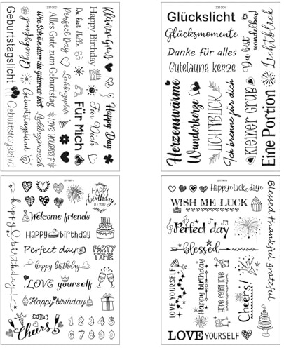 Kerzentattoo, 4 Stück, UV Rub on Sticker, 14.8 × 21 cm, Schwarz | Kerzentattoo Wassertransferdruck (200+ Muster), Vinylmaterial, Einfach zu Bedienen, für Glas, DIY, Holz zum Geburtstag