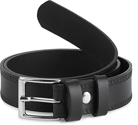 Ladeheid Kinder Gürtel Ledergürtel Mode Accessoire für Kinder Jungen Gürtel mit Schnalle 2,5 cm Breit K1D5 (Schwarz-2, 55 cm (Gesamtlänge 74 cm))