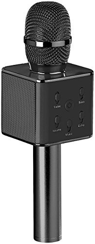 auvisio Karaoke Mikro: Karaoke-Mikrofon mit Bluetooth, MP3-Player, Lautsprecher und Akku (Kindermikrofon, Karaoke Mikrofon kabellos, Handy Verstärker)