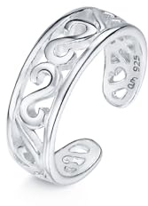 Amberta Anello Piede per Donna in Argento Sterling 925 Regolabile | Gioielli Estivi Donna Onda Cuore Fiore Delfino Corona: Tribale