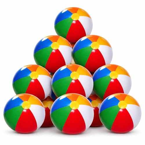 4E's Novelty 24 Pack -16 Inch Inflatable Beach Balls Bulk 24 - Birthday Pool Party Favors for Kids, Summer Goodie Bags Easter Basket Stuffers Toys, End of Year Student Gifts for Class