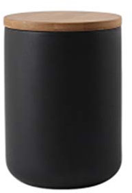 Nileco Céramique Sucrier Conteneur à épices,Simple Porcelaine Pot De Condiment avec Bamboo Lid Pas-Glisser Pots à épices Cruet De Cuisine-Noir 800ml