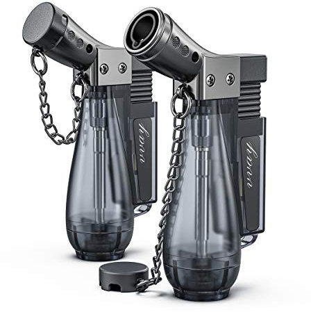 VVAY 2 Mechero de Jet Llama, Cool Recargable De Gas Butano Encendedor a Prueba de Viento Azul (Vendido sin Gas)