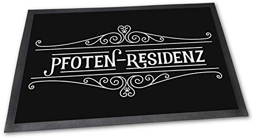 Fußmatte mit lustigem Spruch - Pfoten Residenz - Beste Geschenkidee für Familie mit Haustier - 75 x 50 cm