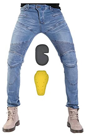 YXYECEIPENO Anti-Drop-Motorradjeans, Motorradhose Für Damen Gewaschenes Denimgewebe Ist Verschleißfest, Winddicht, Atmungsaktiv Und Reißfest Bequemer Zu Bedienen (S = 28, 2 Farben, Unisexhose)