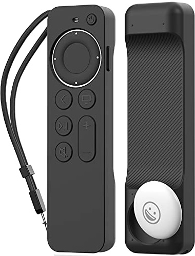 AhaStyle Silicone Case for Apple TV 4K / HD Siri Remote (2nd Gen / 3rd Gen) | with AirTag Holder, Magnet Technology, Lanyard Included, Great Grip, Heavy Shock Absorption, Drop Protection