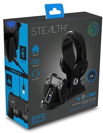 STEALTH SP-C160 PS4 Gaming Station - Casque, Support de Casque, Base de Stockage, Station de Recharge