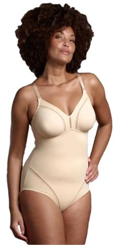 Lepel Body Contenitivo Liscio Senza Ferretto in Microfibra Elastico con Coppa C Preformata con Elegante Motivo Decorativo Dafne (5, NUDO)