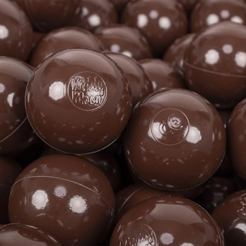 KiddyMoon 100 bollar/7 cm barnbollar lekbollar för bollbad baby enfärgad plastbollar tillverkad i EU, brun